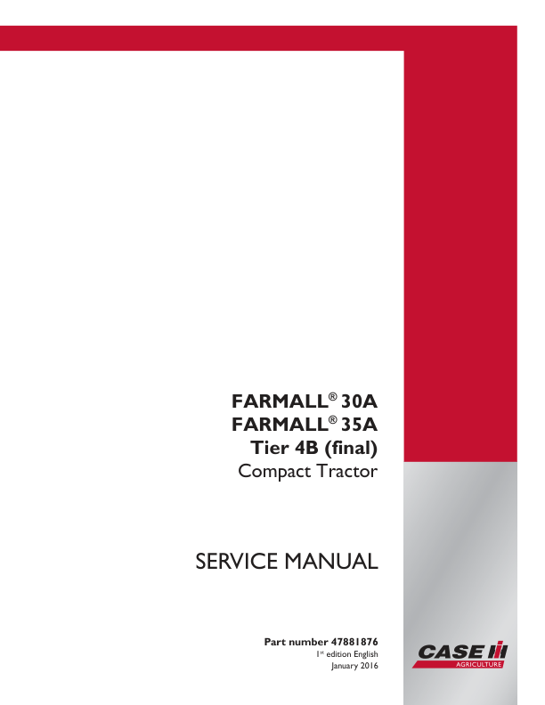 CASE Farmall 30A 35A Tier 4B Compact Tractor Service Manual NA - Image 2