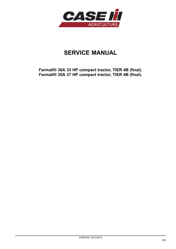 CASE Farmall 30A 35A Tier 4B Compact Tractor Service Manual NA - Image 3