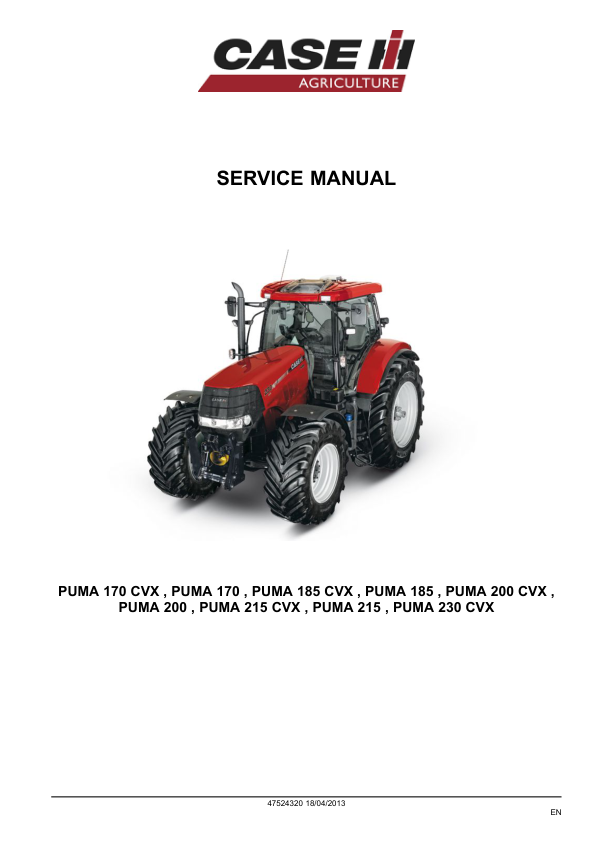 CASE PUMA 170 185 200 215 230 CVX Tractor Service Manual 47524320 - Image 3