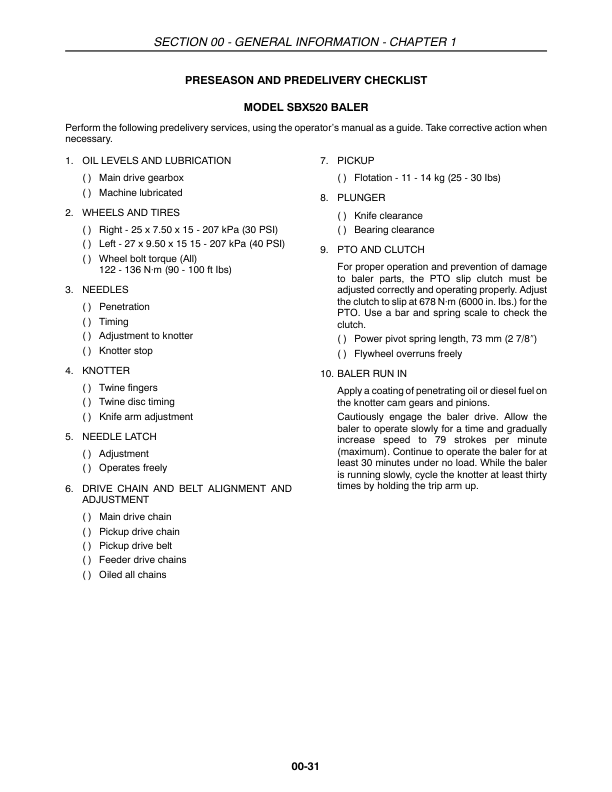 CASE SBX520 530 540 550 Baler Service Manual - Image 10