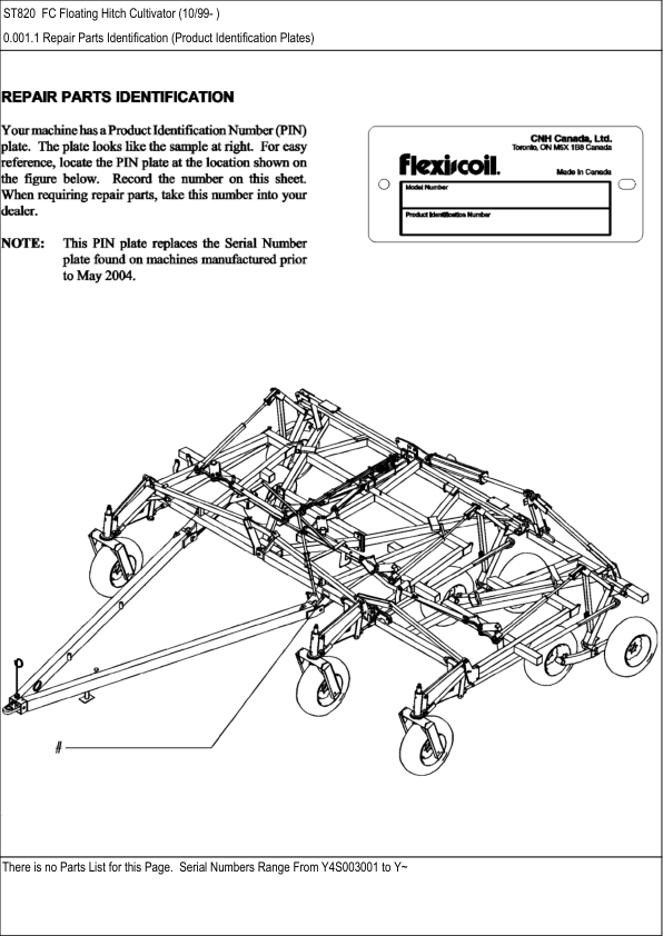 CASE ST820 FC Floating Hitch Cultivator Parts Catalog - Image 8
