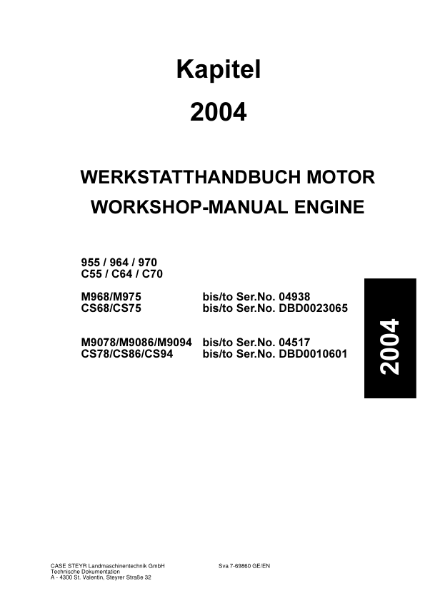 CASE Steyr M9078 M9086 M9094 Tractors Service Manual 7-96101 - Image 6
