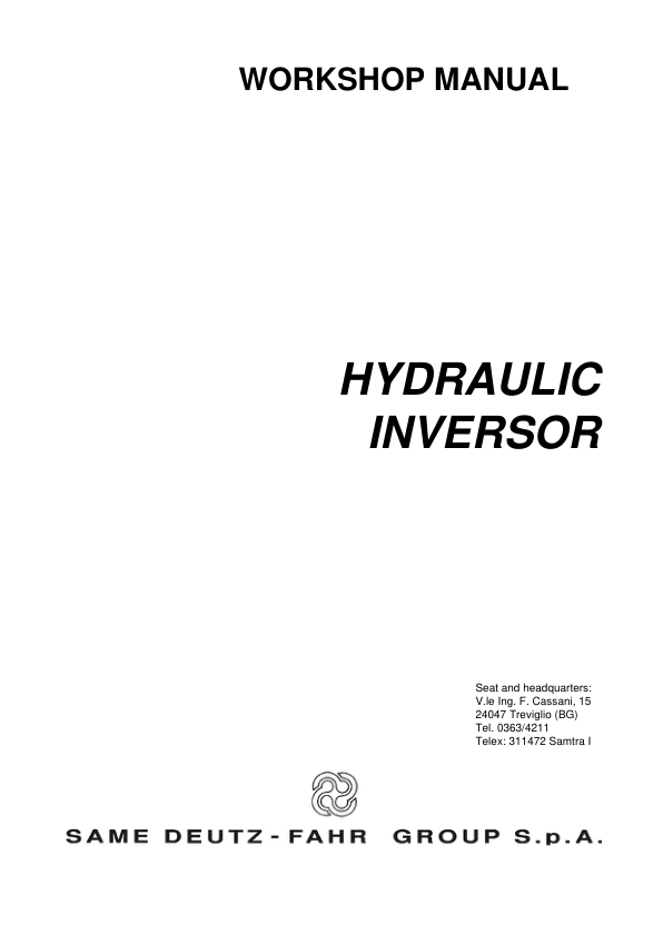 Deutz Fahr Hydraulic Inversor 80 105 Workshop Manual - Image 2