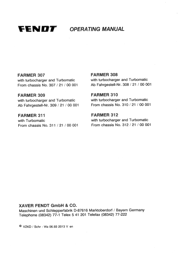 Fendt Farmer 307 308 309 310 311 312 Turbo Turbomatic Tractors Operation Manual - Image 3