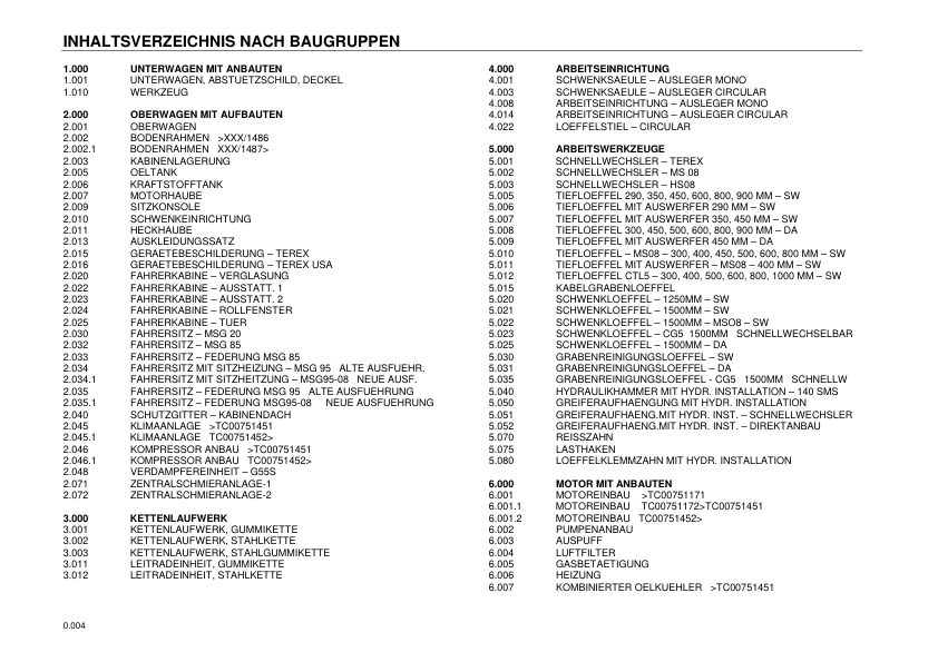 Terex TC75 Excavator Parts Catalog - Image 7