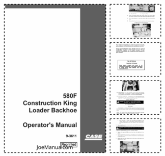 CASE 580F Construction King Backhoe Loader Operators Manual 9-3611