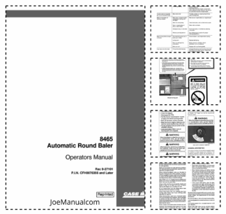 CASE 8465 Automatic Round Baler Operators Manual SN CFH0078356 and later