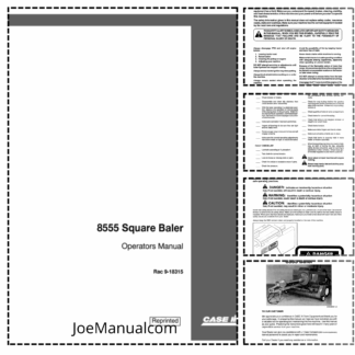 CASE 8555 Square Baler Operators Manual 9-18315