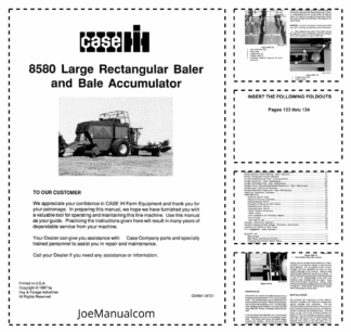CASE 8580 Large Rectangular Baler and Bale Accumulator Operations Manual before SN CFH0026653
