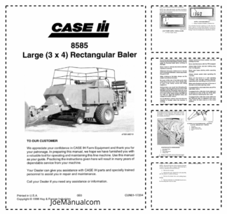 CASE 8585 Large 3x4 Rectangular Baler Operation Manual CUN01-17204