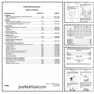 CASE CK36 CK50 Excavators Service Manual 738181GB