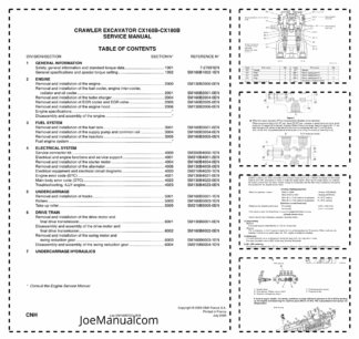 CASE CX160B CX180B Crawler Excavator Service Manual SM180BTOC-1EN