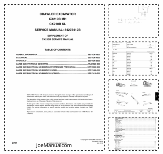 CASE CX210B MH CX210B SL Crawler Excavator Service Manual