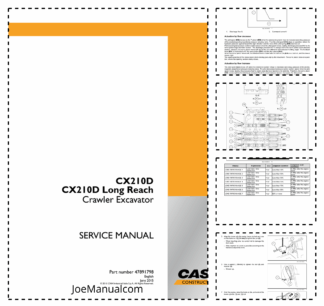 CASE CX210D Long Reach Crawler Excavator Service Manual 47891798 EU Market