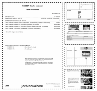 CASE CX225SR Crawler Excavator Service Manual 9-88322EN