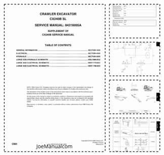 CASE CX240B SL Crawler Excavator Service Manual