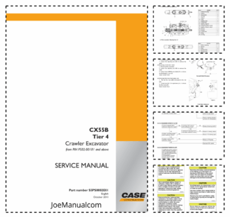 CASE CX55B Tier 4 Crawler Excavator Service Manual PIN PS02-00101 and Above