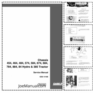 CASE Chassis 454 464 484 574 674 684 784 884 84 Hydro 385 Tractor Service Manual GSS1416B