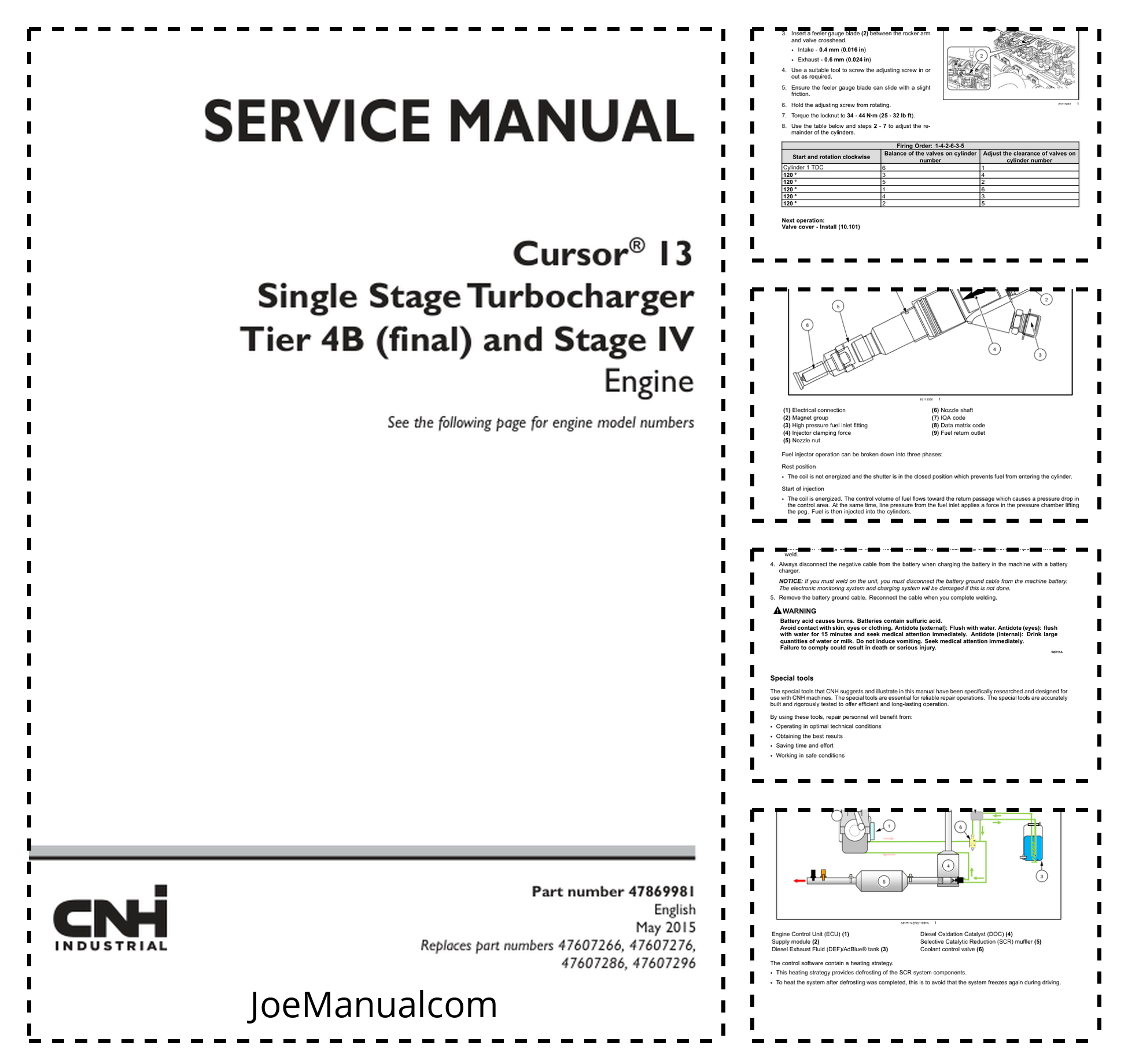 CASE Cursor 13 Single Stage Turbocharger Tier 4B Stage IV Engine Service Manual 47869981