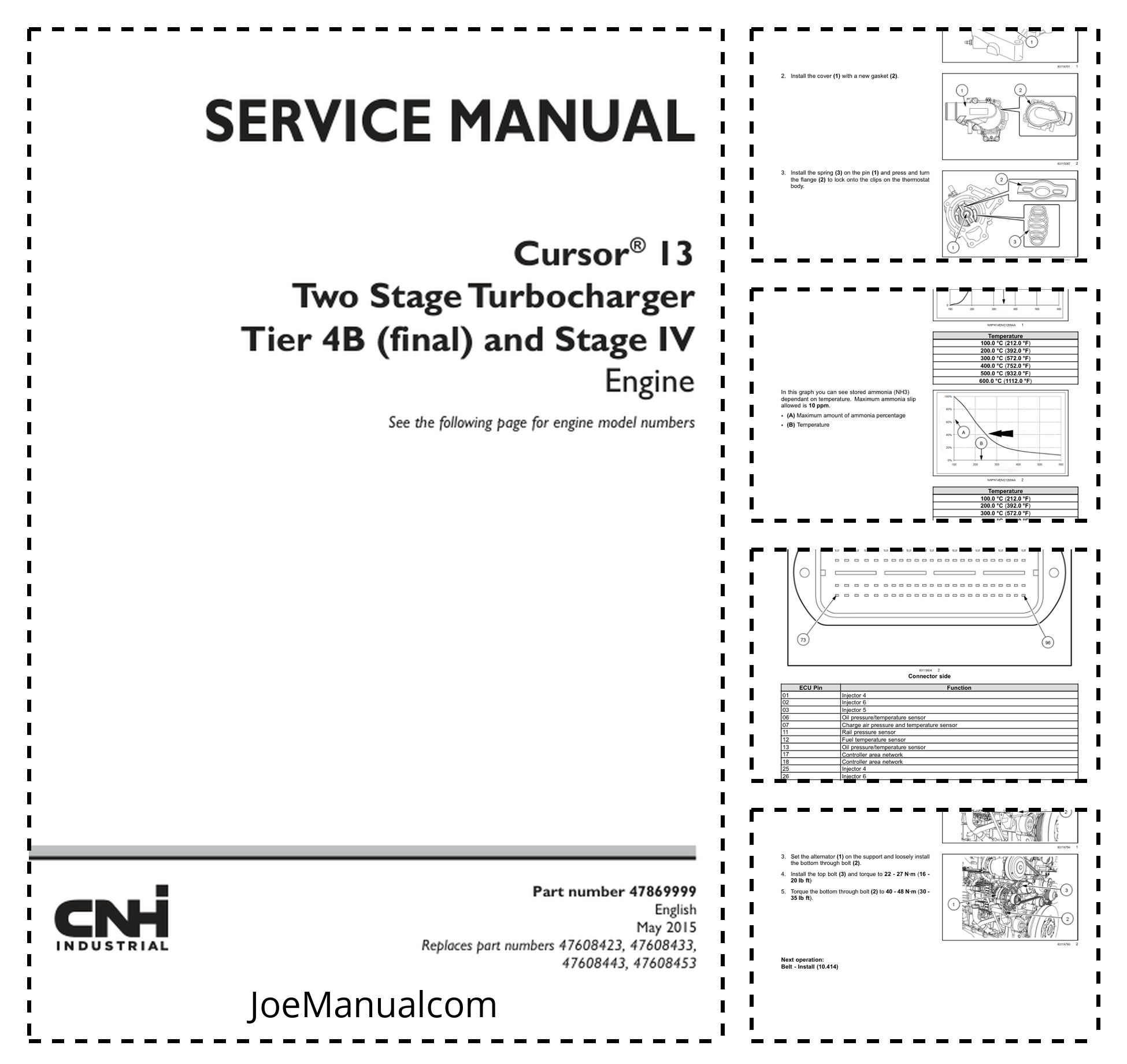 CASE Cursor 13 Two Stage Turbocharger Tier 4B Stage IV Engine Service Manual 47869999