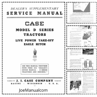 CASE D Series Tractors Live Power Take-Off Eagle Hitch Service Manual