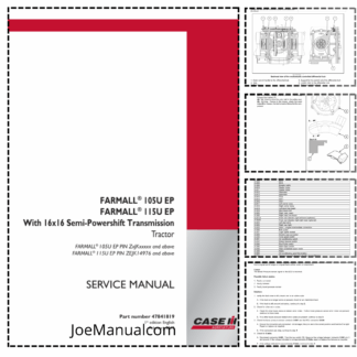 CASE Farmall 105U 115U EP With 16x16 Semi Powershift Transm. Tractor Service Manual