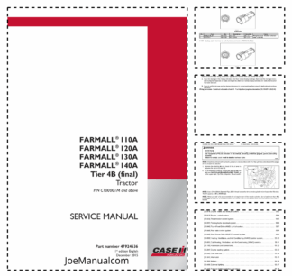 CASE Farmall 110A 120A 130A 140A Tier 4B Tractora Service Manual CT00001M and Above NA