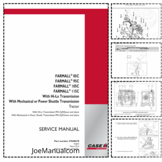 CASE Farmall 85C 95C 105C 115C With HiLo and Mech. or Power Shuttle Transm. Tractor Service Manual
