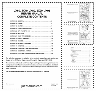CASE IH JX60 JX70 JX80 JX90 JX95 Tractor Service Manual 87649371