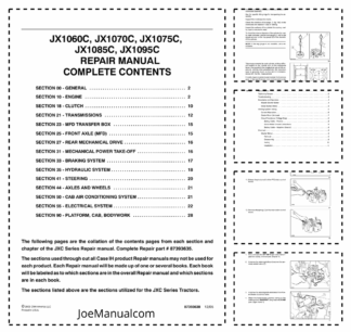 CASE JX1060C JX1070C JX1075C JX1085C JX1095C Tractor Repair Manual