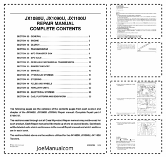 CASE JX1080U JX1090U JX1100U Tractor Repair Manual