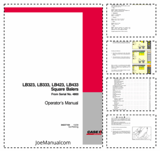 CASE LB323 LB333 LB423 LB433 Square Balers Operators Manual from SN 4800