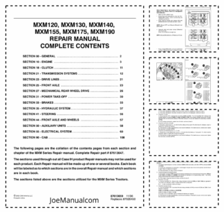 CASE MXM120 MXM130 MXM140 MXM155 MXM175 MXM190 Tractors Repair Manual 87613659