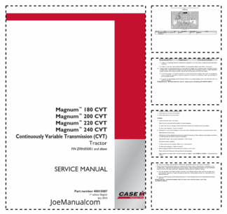 CASE Magnum 180 190 210 240 Tractors with CVT Service Manual ZERH05001 and Above NA AU NZ