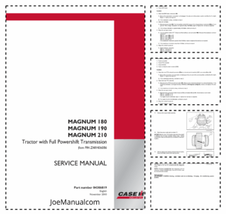 CASE Magnum 180 190 210 Tractors with Full Powershift Transmission Service Manual from ZARH06086