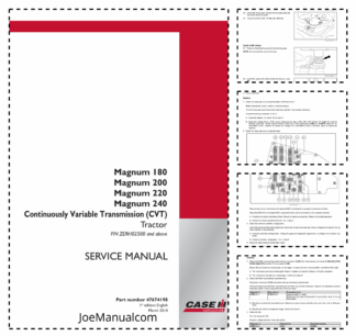 CASE Magnum 180 200 220 240 Tractors with CVT Service Manual ZERH02500 and Above NA