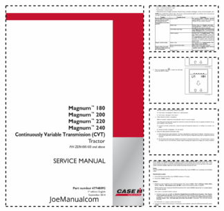 CASE Magnum 180 200 220 240 Tractors with CVT Service Manual ZERH08100 and Above NA AU NZ