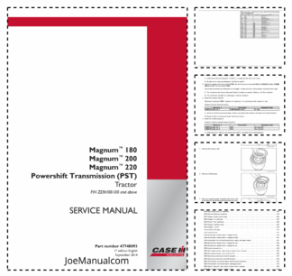 CASE Magnum 180 200 220 240 Tractors with PST Service Manual ZERH08100 and Above NA AU NZ
