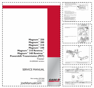 CASE Magnum 250 280 310 340 380 Rowtrack Tractors with PST Service Manual ZERF05001 and Above NA