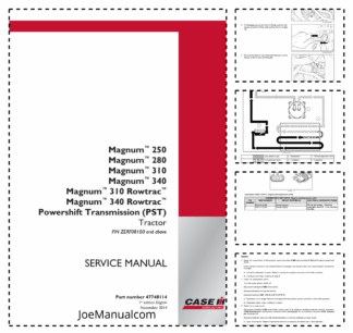 CASE Magnum 250 280 310 340 380 Rowtrack Tractors with PST Service Manual ZERF08100 and Above NA