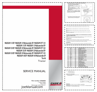 CASE Maxxum 110 115 120 125 130 140 EP Multicontroller CVT Tier 4A Tractor Service Manual