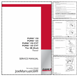 CASE Puma 150 165 CVT Tier 4B Tractor Service Manual NA