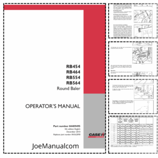 CASE RB454 RB464 RB554 RB564 Round Balers Operators Manual 84409495