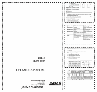 CASE SB521 Square Baler Operators Manual 84541469