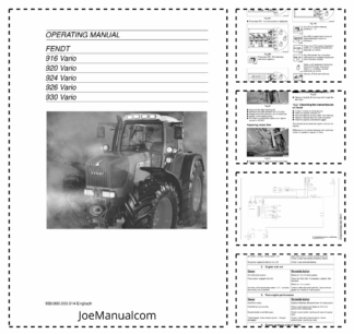 Fendt 900 Vario Tractor Operating Manual
