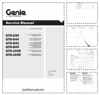 Genie TEREX GTH-636 644 842 844 1048 1056 Telehandler Service Manual 2007