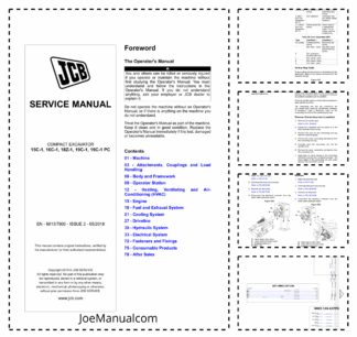 JCB 15C-1 16C-1 18Z-1 19C-1 19C-1 PC Compact Excavator Service Manual 9813/7900
