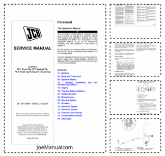 JCB 6T-1 7T-1 9T-1 Dumper Service Manual 9813/8950