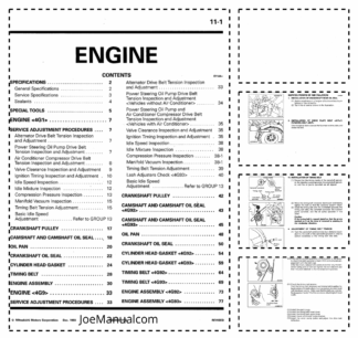 Mitsubishi Colt Lancer 4G1 4G9 4D68 Engine Workshop Manual