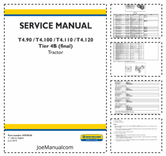 New Holland T4.90 T4.100 T4.110 T4.120 Tier 4B Tractor Service Manual